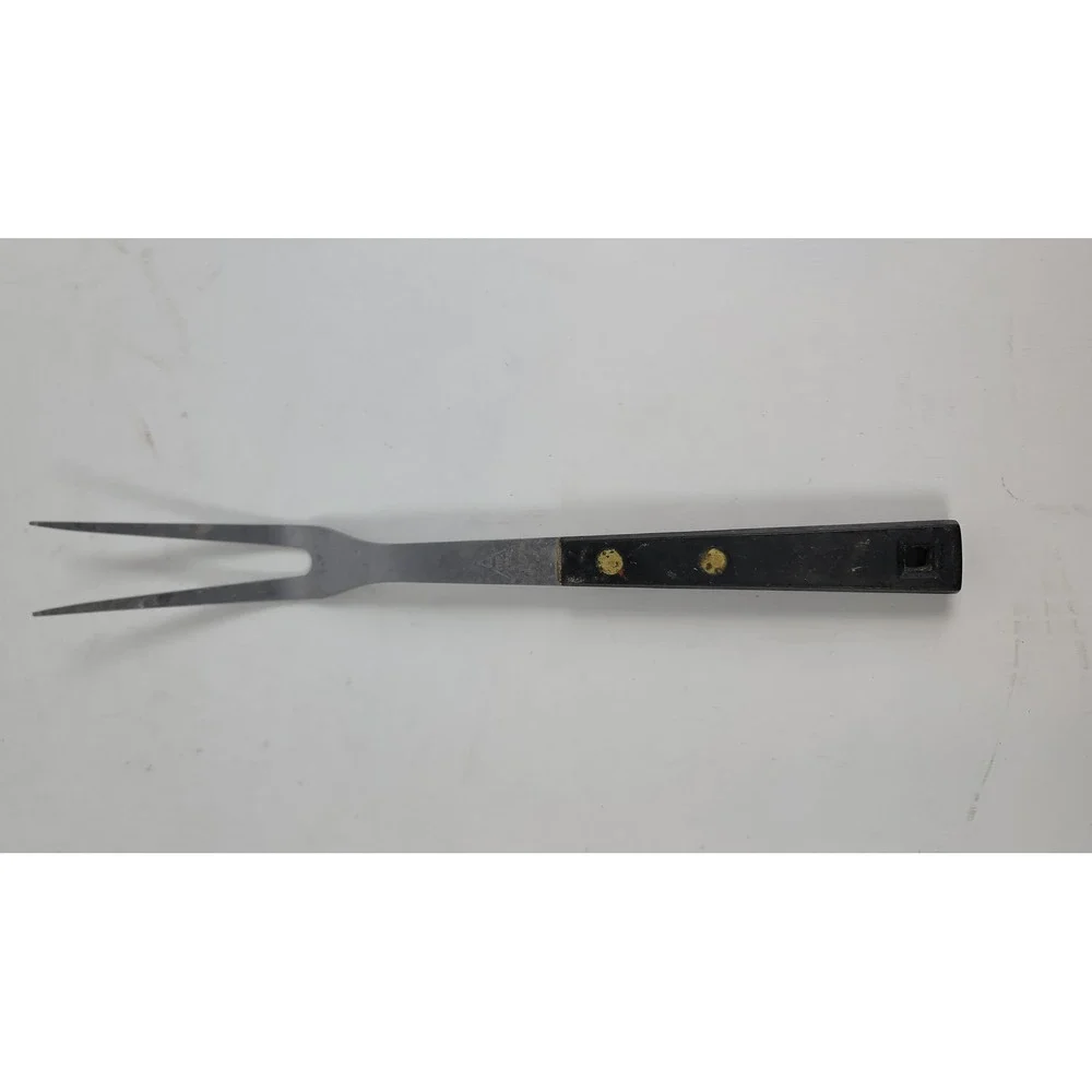 Vintage Household Institute Stainless Steel Meat Carving Fork USA Black Handle